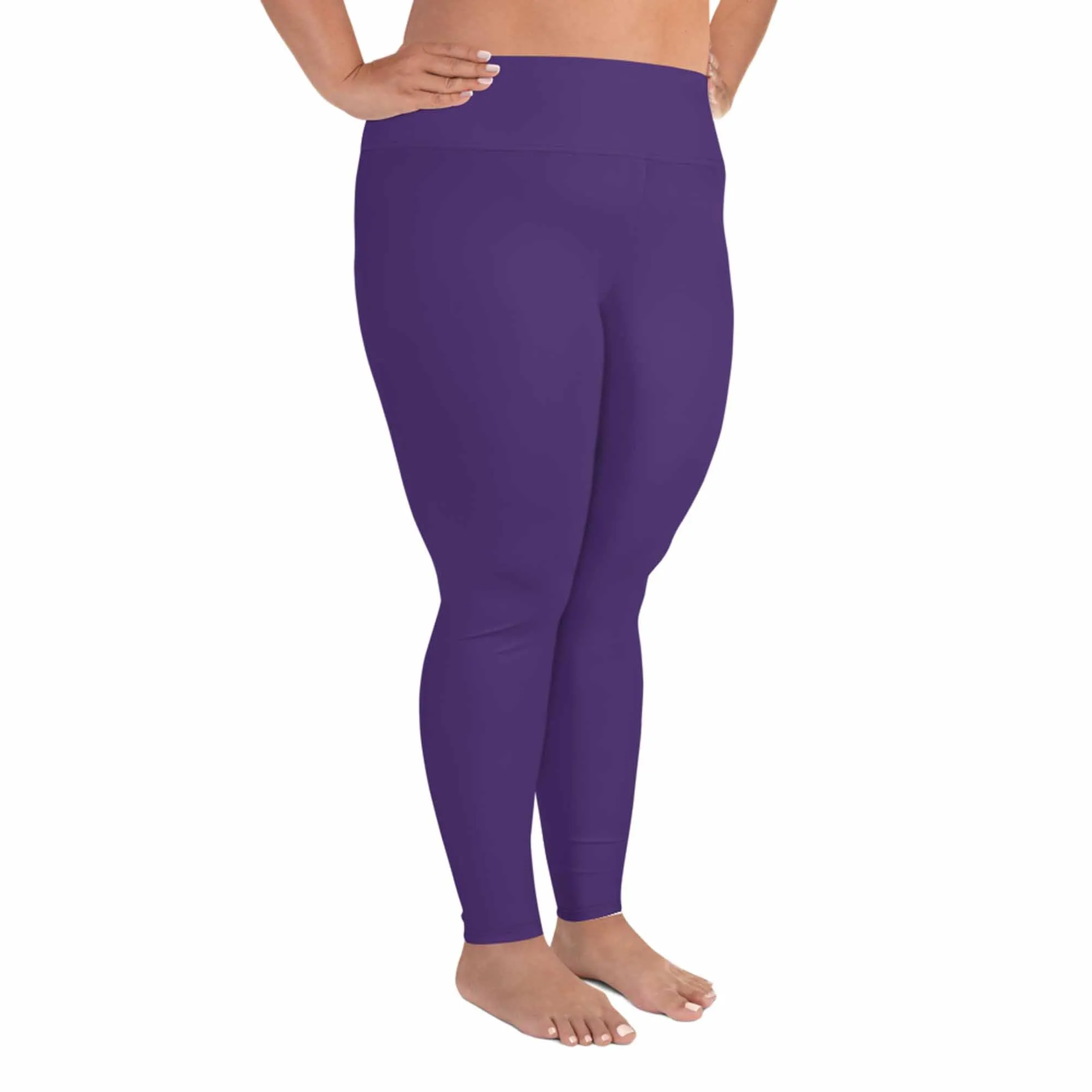 Purple Women's Plus Size Leggings, Solid Color Yoga Pants- Made in USA (US Size: 2XL-6XL)