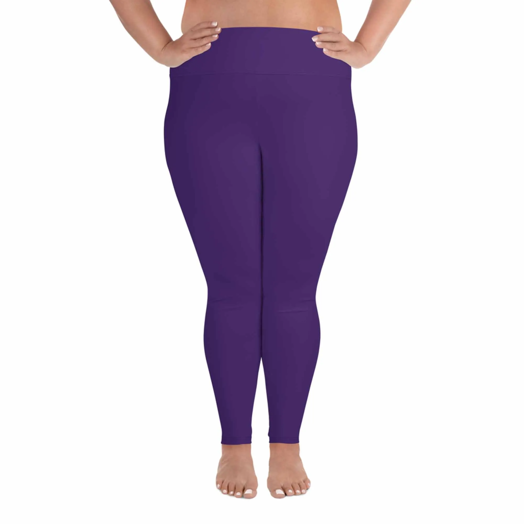 Purple Women's Plus Size Leggings, Solid Color Yoga Pants- Made in USA (US Size: 2XL-6XL)
