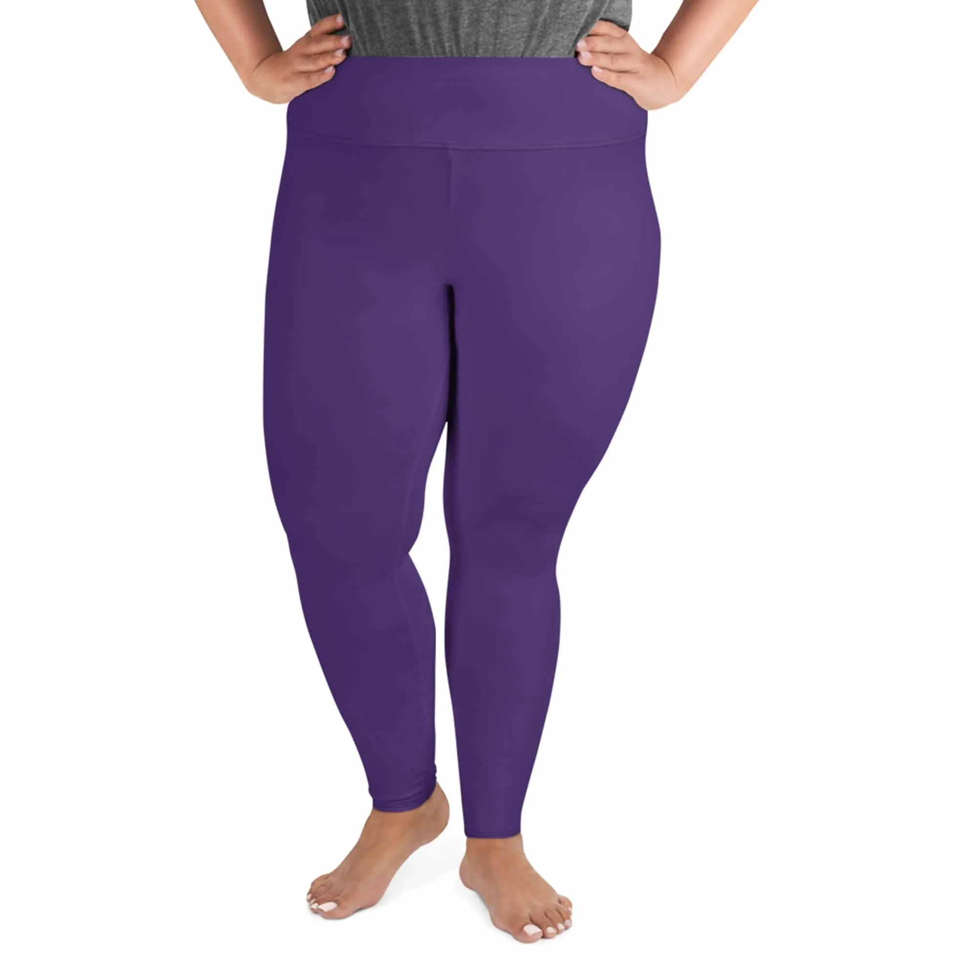 Purple Women's Plus Size Leggings, Solid Color Yoga Pants- Made in USA (US Size: 2XL-6XL)