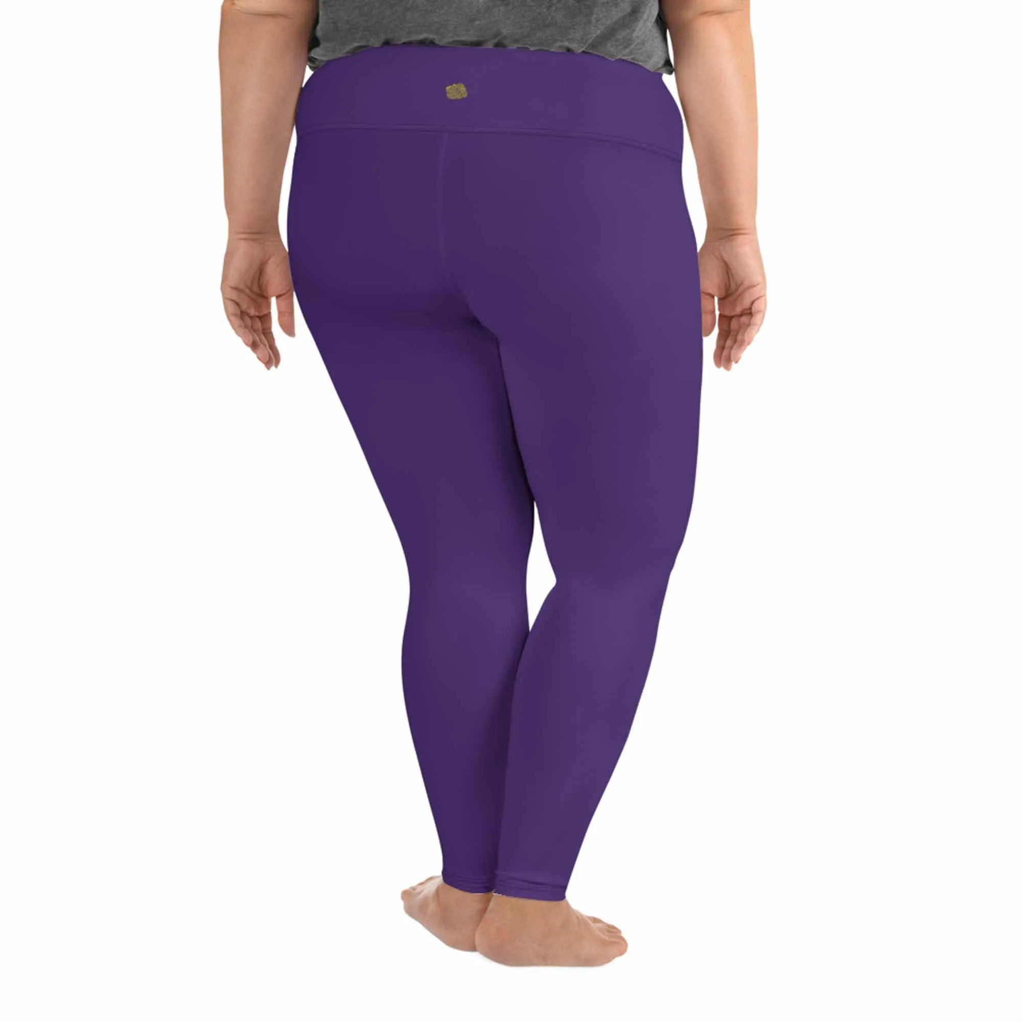 Purple Women's Plus Size Leggings, Solid Color Yoga Pants- Made in USA (US Size: 2XL-6XL)