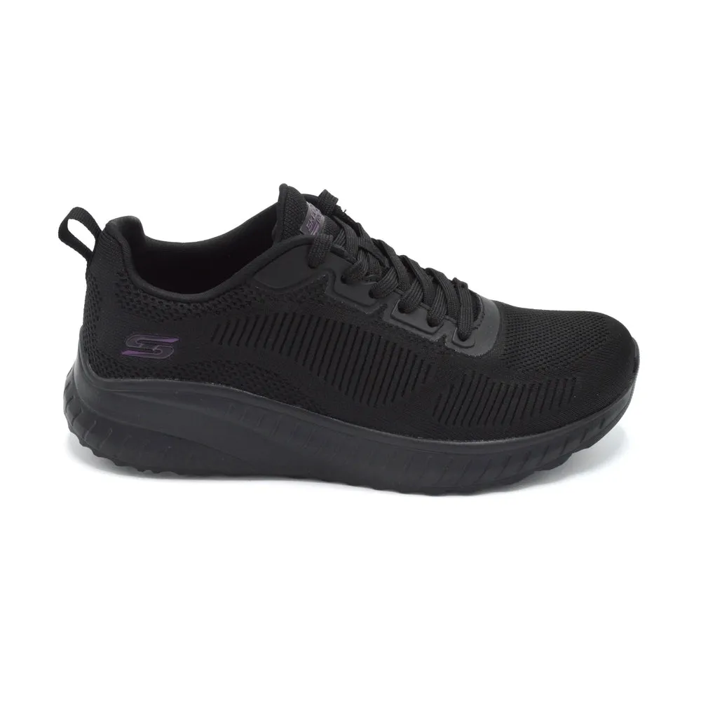 Skechers Face Off- Ladies Wide Fit Casual Trainer - 2E Fitting - Black