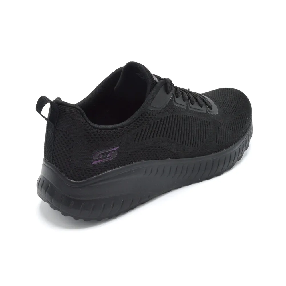 Skechers Face Off- Ladies Wide Fit Casual Trainer - 2E Fitting - Black