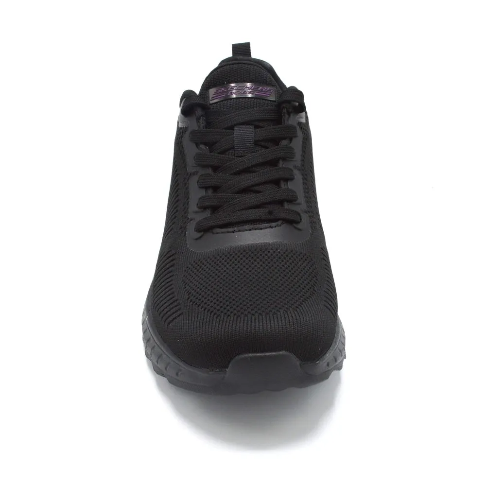 Skechers Face Off- Ladies Wide Fit Casual Trainer - 2E Fitting - Black