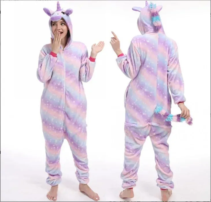 Women Pijama Animal Jumpsuit Onesie Kigurumi Unicorn Suit Shark Bodysuits Adult Flannel Sleepwear Full Body Winter